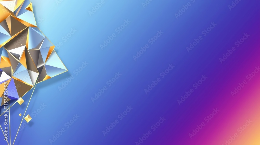 Poster geometric abstract background with colorful pyramids and copy space for modern designs and projects