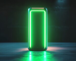Futuristic rechargeable lithiumion battery glowing in neon green, high capacity energy storage technology with sleek, modern aesthetics