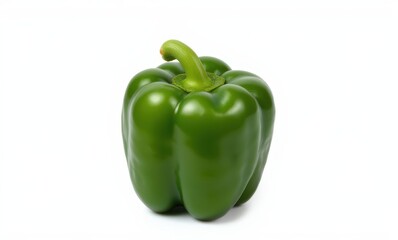 Fresh green bell pepper on white background