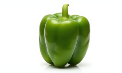Fresh green bell pepper on white background
