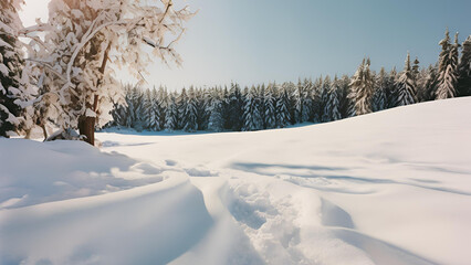 Obraz premium A winter landscape adorned with snow