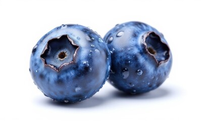 Fresh blueberries with water droplets