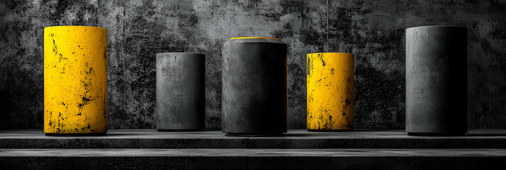 Abstract Industrial Background, Cylinders in Grunge Setting