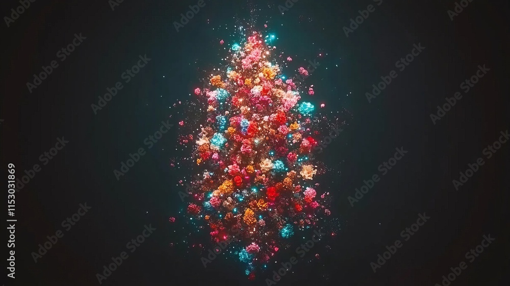 Poster Vibrant Exploding Color Cloud Abstract Art