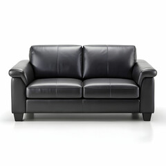 Obraz premium A wooden sofa with a sleek design, placed against a clean