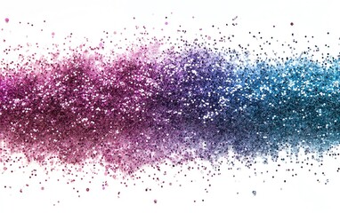 A shimmering bokeh glitter texture with sparkling lights in a gradient of pink, teal, and lavender, creating a magical atmosphere, isolated on white