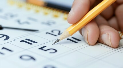 A close-up of a man writing goals on a whiteboard, visualizing his time management strategy for the day. 