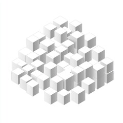Obraz premium Abstract 3D isometric white cubes cluster.