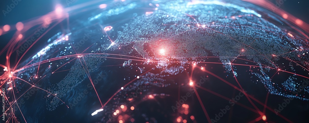 Aufkleber digital globe with interconnected glowing lines, representing the global reach of technology and com