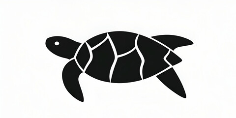 Fototapeta premium Abstract Black Turtle Illustration, Sea Creature Design, Simple Silhouette Graphic, Monochrome Art Print