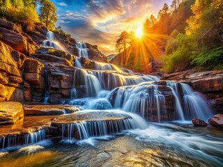 Cascading Water on Rugged Rock Face - Dramatic Nature Landscape