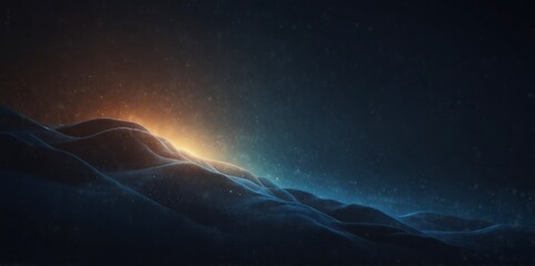 Dark blue beige grainy gradient background glowing light dark backdrop, noise texture effect banner header poster design