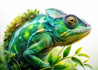 Fototapeta premium Chameleon Double Exposure: Abstract Nature Stock Photo