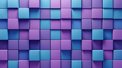 Abstract background of purple and blue cubes.