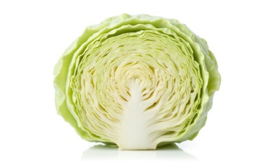 Fresh green cabbage cut in half