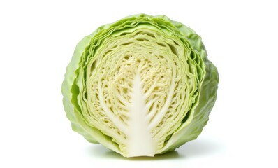 Fresh green cabbage cut in half