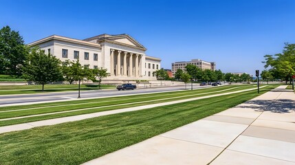 Historic Federal Reserve building exterior showcasing architectural grandeur and economic significance, embodying stability and financial stewardship in modern society