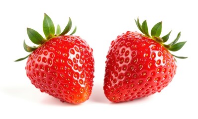 Fresh, ripe red strawberries on white background