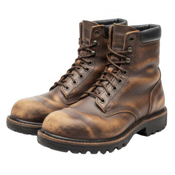 Heavy-duty work boots for outdoor adventure urban environment product photography close-up perspective durable footwear concept