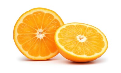 Fresh, vibrant orange halves on display