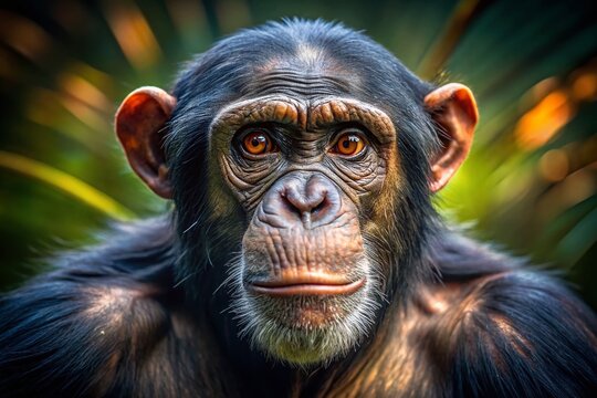 Close-Up Long Exposure Chimpanzee Portrait: Wildlife Photography