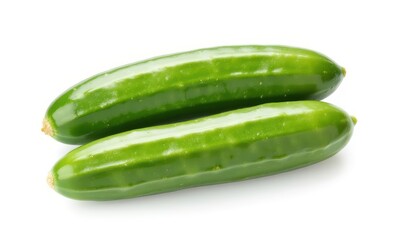 Fresh green cucumbers on white background