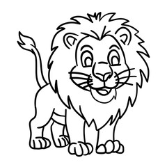 hand drawn Lion coloring book illustration