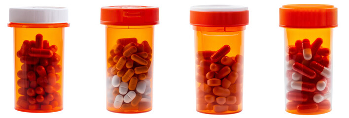 High-Quality PNG of Closed Plastic Bottle Full Of Medicine Capsules Isolated on White Background – High Resolution