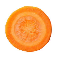 Carrot slice isolated on white background, full depth of field 