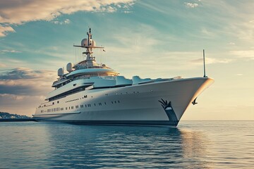 Obraz premium Luxurious yacht docked in a scenic marina