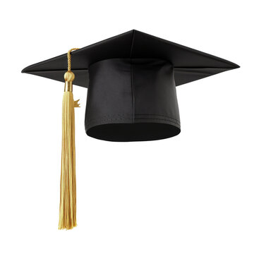 Graduation hat, Academic cap or Mortarboard in black isolated on white background with clipping path for educational phd hat design mockup and school commencement hat mock-up template