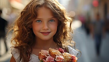 Naklejka premium portrait of a girl with flowers