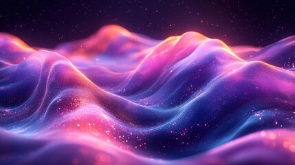 Vibrant abstract dreamscape with colorful cosmic waves and glowing sparkles