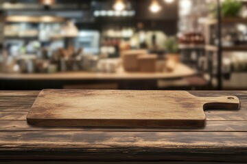 Wood table on blur kitchen room background. For montage product display or design key visual layout. 
