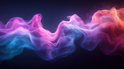 Colorful abstract smoke waves on a dark background