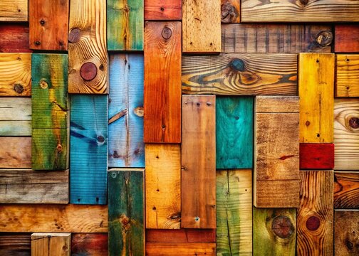 Close-Up Wooden Wall Texture: Diverse Wood Species, Rich Colors & Grain
