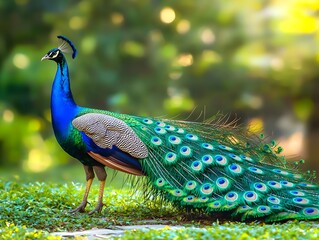 Obraz premium Photo of Peacock Displaying Feathers
