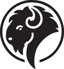 Minimalist bison head silhouette with clean lines