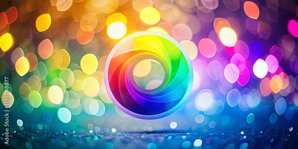 Poster colorful circle logo design template with bokeh background - abstract branding