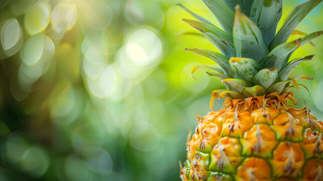 A vibrant macro shot of pineapple skin