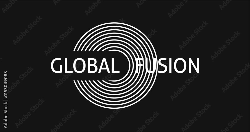 Poster modern logo circle thin lines geometric abstract vector graphic illustration, radial concentric roun