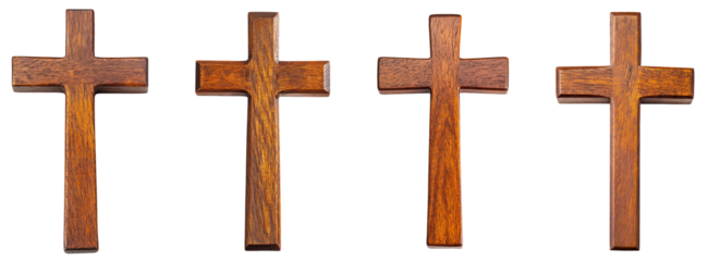 High-Quality PNG of Wooden Christian cross Isolated on White Background – High Resolution