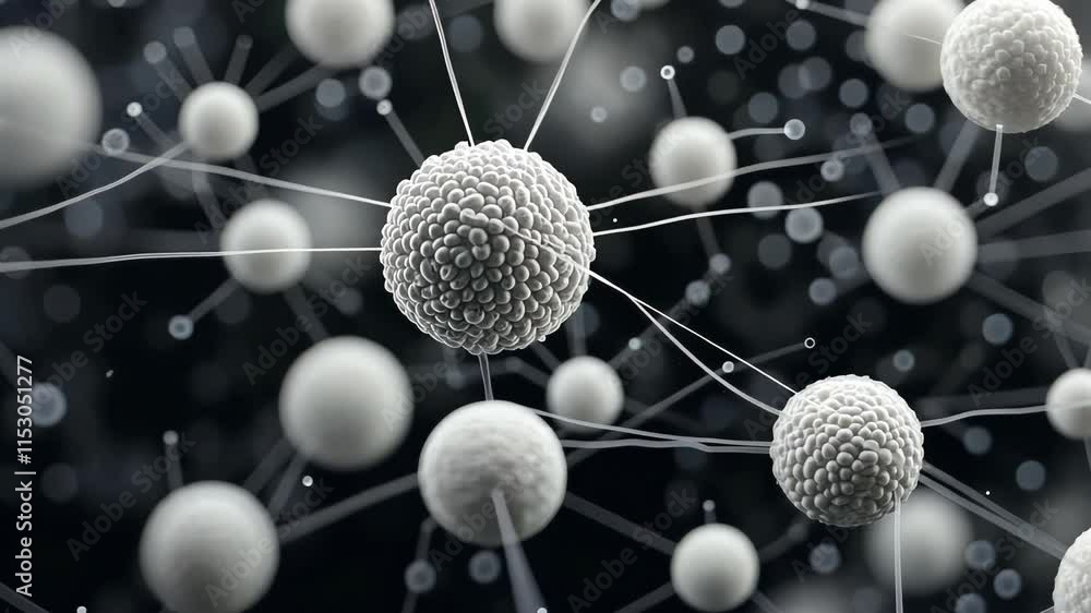 Poster abstract 3d molecular structure with spherical cells and connections