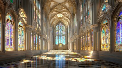 Fototapeta premium A wide view of the Chapel of the Constables, capturing its grand Gothic design, intricate carvings, and vibrant stained glass
