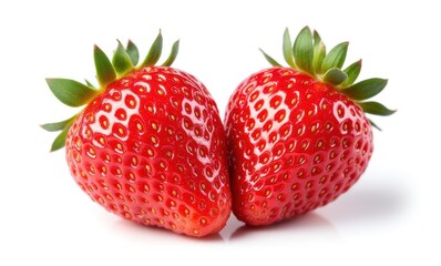 Fresh red strawberries on white background