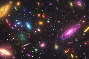 Obraz premium Vibrant colorful galaxies and nebulae in deep space.