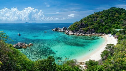 Tropical Island Cove Pristine Beach Turquoise Waters