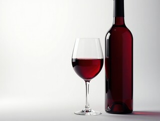 Red Wine Glass Bottle Hard Light Still Life AI Art Photography