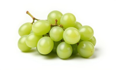 Fresh green grapes on a white background