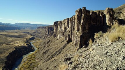 Fototapeta premium Majestic Canyon River Valley Rugged Cliffs Landscape